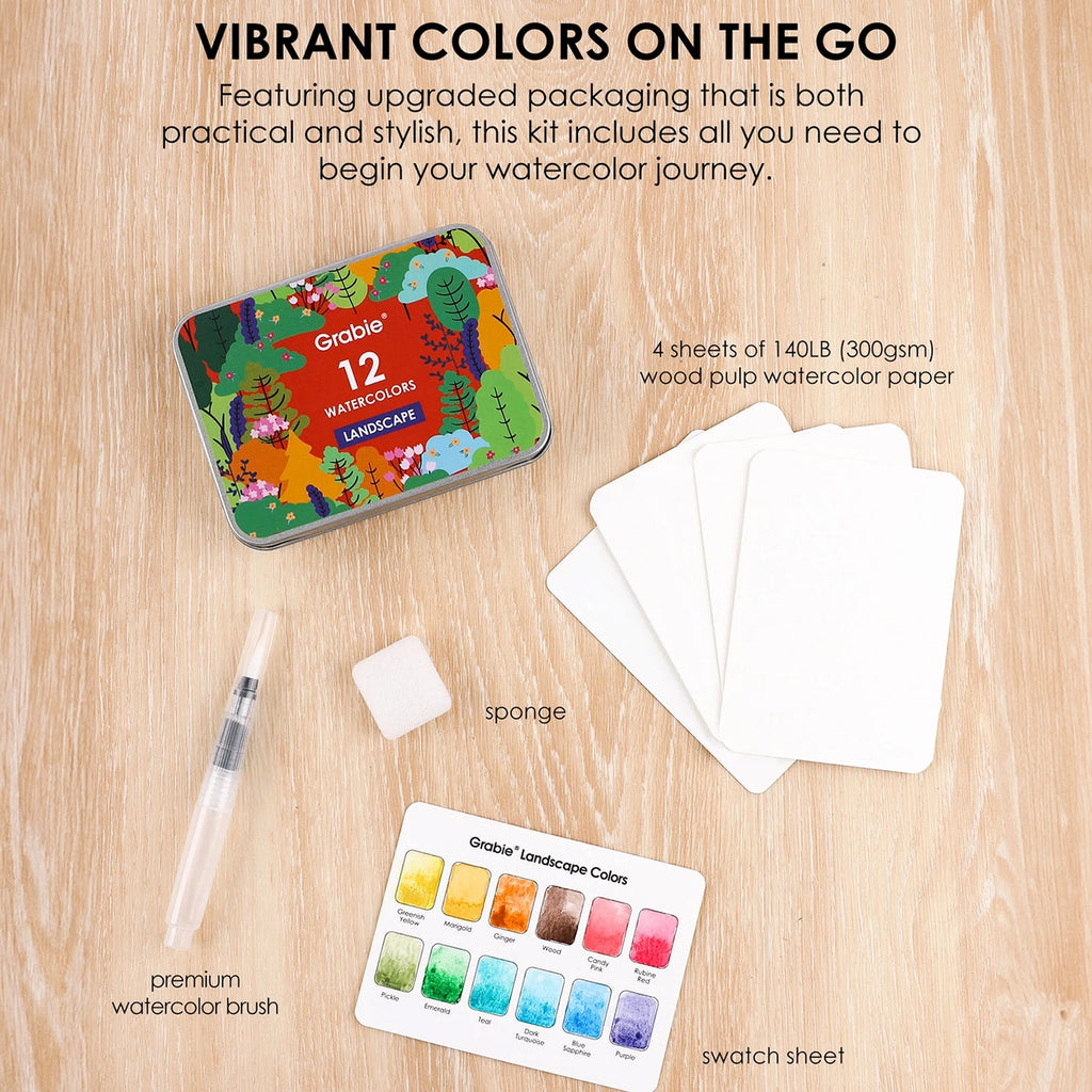 Landscape Water Coloring Pocket Set