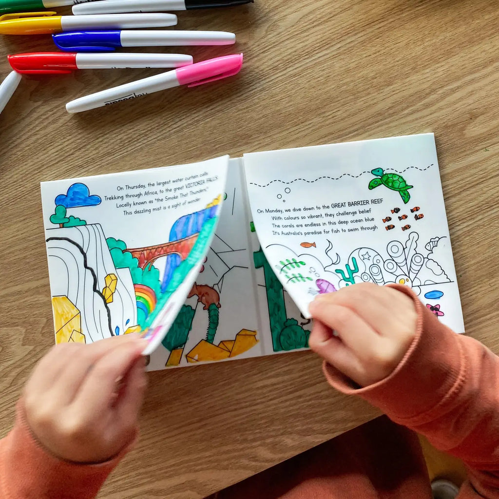 Reusable Natural Wonders-Themed Coloring Book